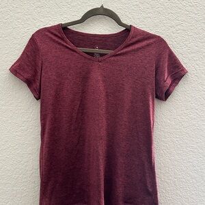Burgundy V-Neck Short Sleeve Tee